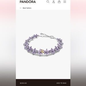 Pandora Lavender Floral Crystal Bracelet in Silver and Gold Accents